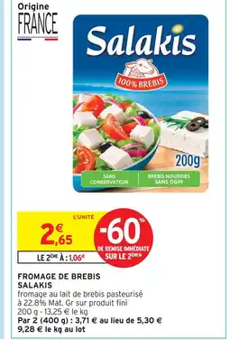 Intermarché Salakis fromage de brebis offre