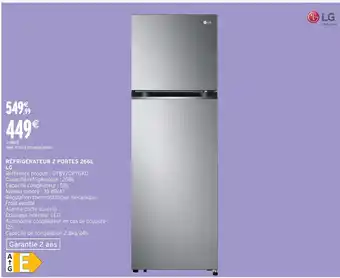 Lg réfrigérateur 2 portes 266l