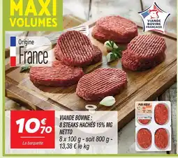 Netto 8 steaks hachés 15% mg netto offre