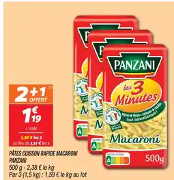 Netto Panzani pâtes cuisson rapide macaroni offre