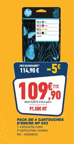 Bureau Vallée Hp pack de 4 cartouches d'encre 953 offre