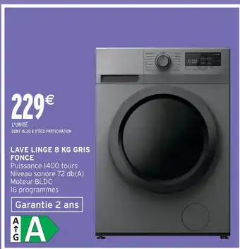 Lave-linge 8 kg gris foncé