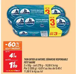 Netto Petit navire thon entier au naturel démarche responsable offre