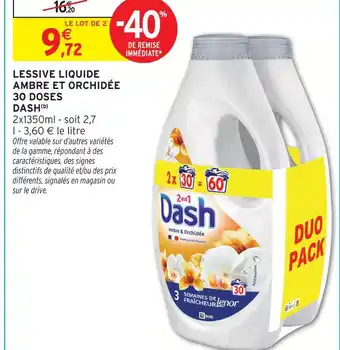 Dash lessive liquide ambre et orchidée 30 doses