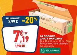 Bureau Vallée Exacompta 20 bobines carte bancaire offre