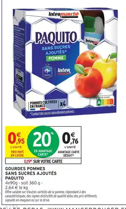 Intermarché Paquito gourdes pommes sans sucres ajoutés offre
