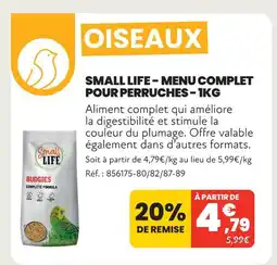 Animalis Small life menu complet pour perruches - 1kg offre