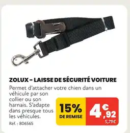 Animalis Zolux laisse de sécurité voiture offre
