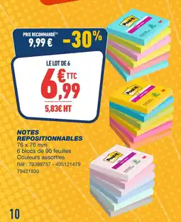 Bureau Vallée Post-it notes repositionnables offre