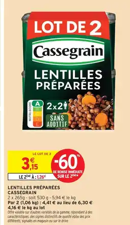 Intermarché Cassegrain lentilles préparées offre