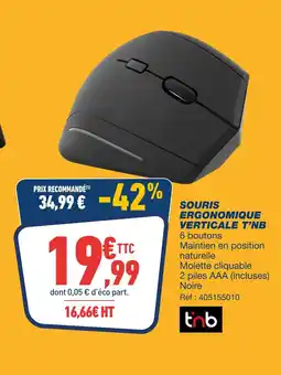 Bureau Vallée T'nb souris ergonomique verticale offre