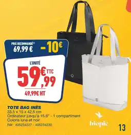 Bureau Vallée Biopic tote bag inès offre