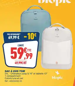 Bureau Vallée Biopic sac à dos tom offre