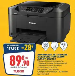 Bureau Vallée Canon imprimante jet d'encre multifonction maxify mb2150 offre