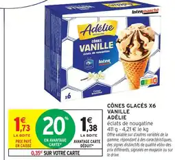 Intermarché Adélie cônes glacés x6 vanille éclats de nougatine offre