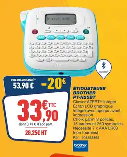 Bureau Vallée Brother étiqueteuse pt-n25bt offre