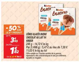 Netto Kinder cônes glacés bueno chocolat au lait x4 offre