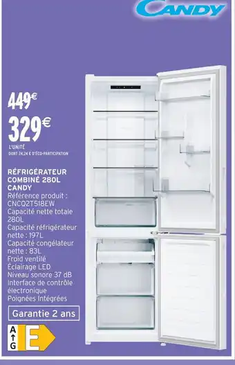 Candy réfrigérateur combiné 280l