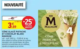 Intermarché Magnum cône glacé pistache et chocolat blanc offre