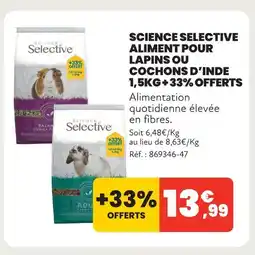 Animalis Science selective aliment pour lapins ou cochons d’inde 1,5kg + 33% offerts offre