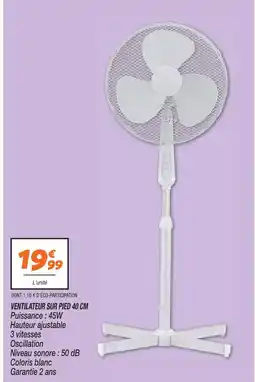 Netto Ventilateur sur pied 40 cm offre