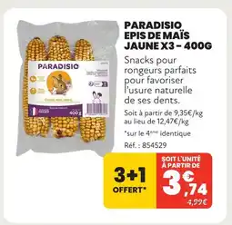 Animalis Paradisio epis de maïs jaune x3 - 400g offre