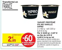 Intermarché Hipro yaourt protéiné 0% mg vanille offre