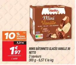 Netto Netto minis bâtonnets glacés vanille x6 offre