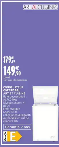 Intermarché Art & et cuisine congélateur coffre 99l offre