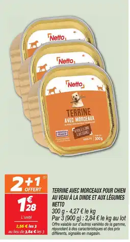 Netto Netto terrine avec morceaux pour chien au veau à la dinde et aux légumes offre