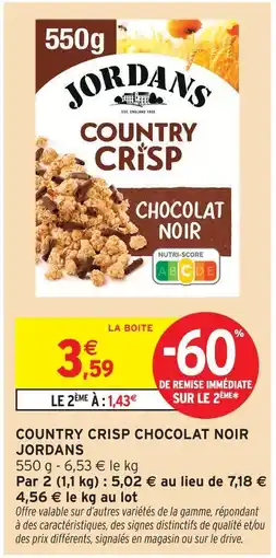 Intermarché Jordans country crisp chocolat noir offre
