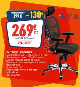 Bureau Vallée Tecknet fauteuil offre