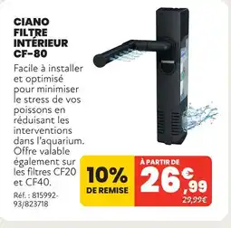 Animalis Ciano filtre intérieur cf-80 offre