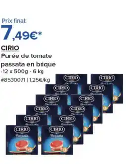 Costco CIRIO Purée de tomate passata en brique offre