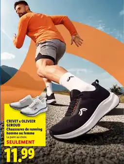 Lidl CRIVIT X OLIVIER GIROUD Chaussures de running homme ou femme offre