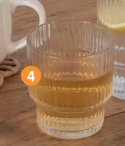 b&m Lot de 4 verres striés bas transparent offre