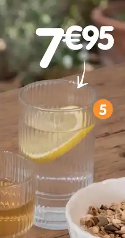 b&m Lot de 4 verres striés haut transparent offre