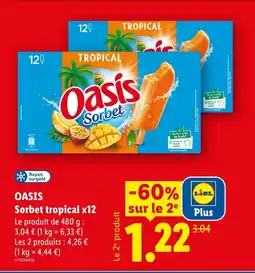 Lidl OASIS Sorbet tropical x12 offre