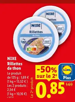 Lidl NIXE Rillettes de thon offre