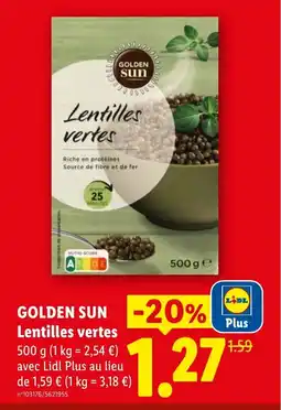 Lidl GOLDEN SUN Lentilles vertes offre