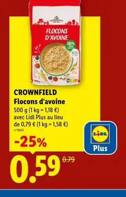 Lidl CROWNFIELD Flocons d'avoine offre