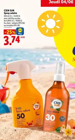 Lidl CIEN SUN Spray solaire offre