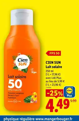 Lidl CIEN SUN Lait solaire offre