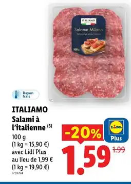 Lidl ITALIAMO Salami à l'italienne offre