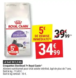 Gamm vert Croquettes sterilised 7+ royal canin offre