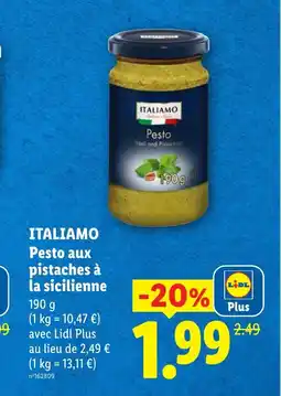 Lidl ITALIAMO Pesto aux pistaches à la sicilienne offre