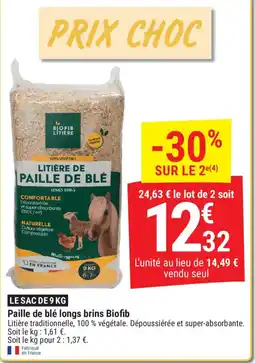 Gamm vert Paille de blé longs brins Biofib offre