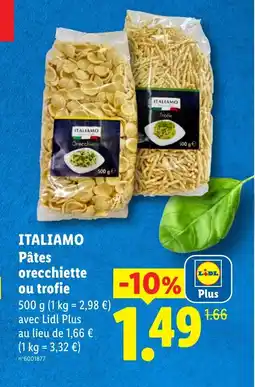 Lidl ITALIAMO Pâtes orecchiette ou trofie offre