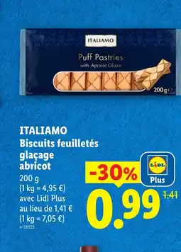 Lidl ITALIAMO Biscuits feuilletés glaçage abricot offre