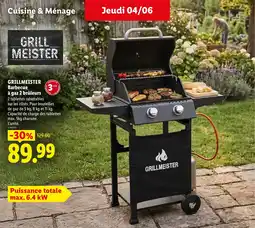 Lidl GRILLMEISTER Barbecue à gaz 2 brûleurs offre